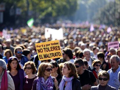 Manifestación en noviembre de 2015 en Madrid contra la violencia de género.