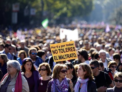 Manifestación contra la violencia de género, en noviembre de 2015 en Madrid.