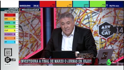 Ferreras durante el programa especial de las elecciones catalanas en La sexta.