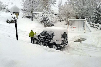 Aspecto de la nieve caída en Vilamós (Vall d'Aran).