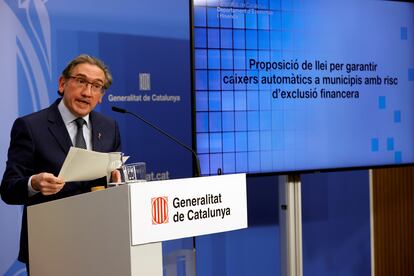 El consejero de Economía y Hacienda de la Generalitat, Jaume Giró, en la presentación de la proposición de ley que enviará a los grupos del Congreso.