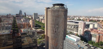 La Torre Europa de Madrid, cuya construcci&oacute;n termin&oacute; en 1985.