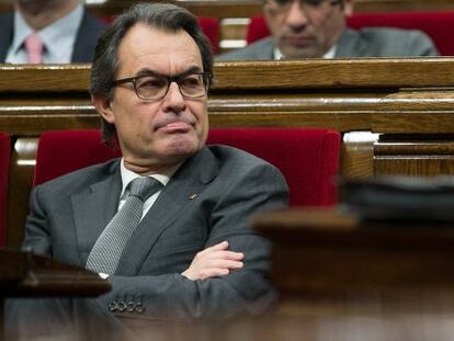 Mas, durante el segundo debate de investidura.