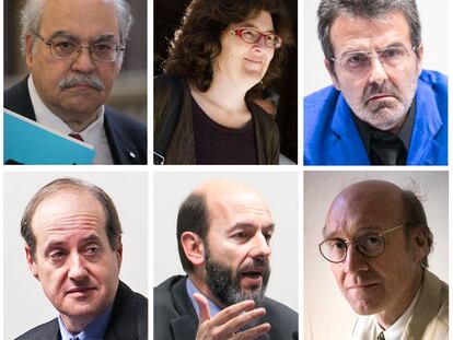 (De izquierda a derecha y de arriba a abajo) Andreu Mas-Colell, Liz Castro, Xavier Sala i Mart&iacute;n, Carles Boix, Jordi Gal&iacute; y Joan Ramon Resina.