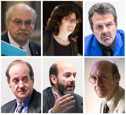 (De izquierda a derecha y de arriba a abajo) Andreu Mas-Colell, Liz Castro, Xavier Sala i Mart&iacute;n, Carles Boix, Jordi Gal&iacute; y Joan Ramon Resina.