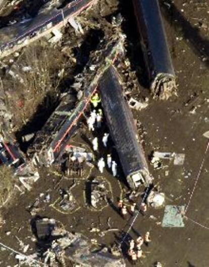 Imagen aérea del accidente ferroviario, el miércoles en North Yorkshire.