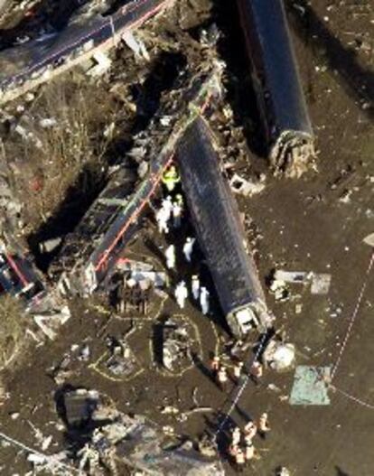 Imagen area del accidente ferroviario, el mircoles en North Yorkshire.