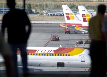 Aviones de Iberia en el aeropuerto de Barajas.