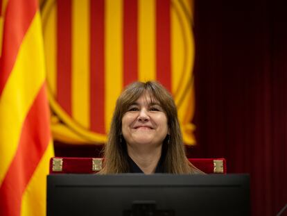 La presidenta del Parlament de Catalunya, Laura Borràs, en el pleno del 6 de julio de 2022.