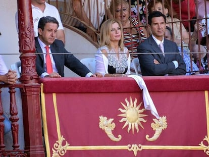 Ana María Romero, en el palco de la plaza de La Malagueta.