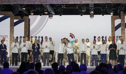 Heads of state attend the inauguration of the Ibero-American Summit in Santo Domingo.