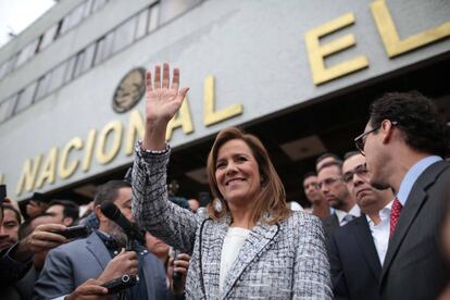 Margarita Zavala, aspirante independiente, el jueves en el INE.