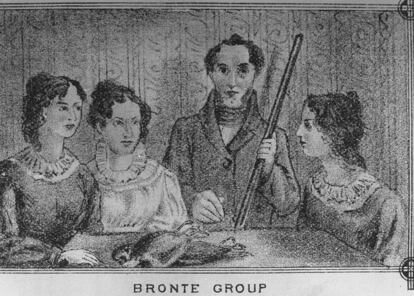 Otra de las pinturas de Branwell Brontë, representado entre sus tres hermanas.