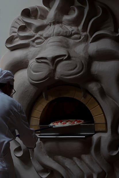 Decorative element of the oven at the El Patio restaurant.