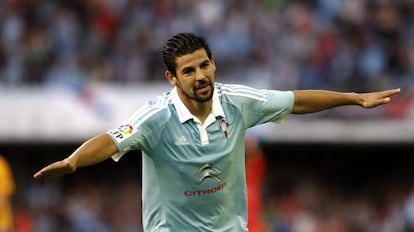 Nolito celebra el primer gol del Celta.