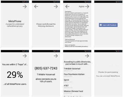 Varias capturas de la app usada para la investigaci&oacute;n.