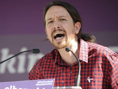 El l&iacute;der de Podemos, Pablo Iglesias, en el Pa&iacute;s Vasco.