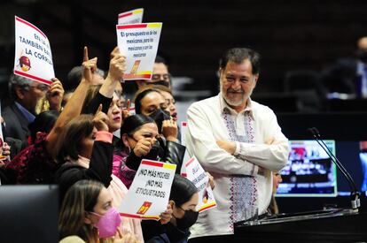 El diputado Gerardo Fernández Noroña en la tribuna, durante la discusión del Presupuesto de Egresos 2022.