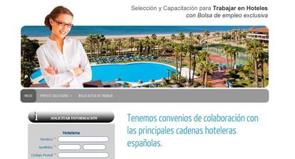 Captura de la web www.empleoenhoteles.com, que actualmente está deshabilitada.