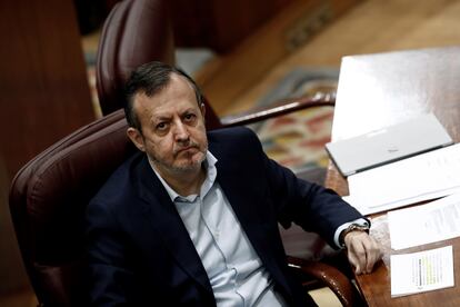 El consejero de Políticas Sociales, Alberto Reyero, durante una nueva sesión de control en la Asamblea de Madrid.