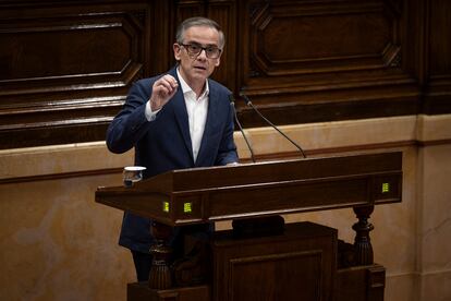 Josep Maria Jové, president of the ERC group in the Catalan Parliament, at a moment in the plenary session on Wednesday. 