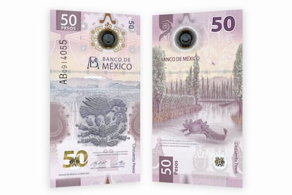 El nuevo billete de 50 pesos de México.