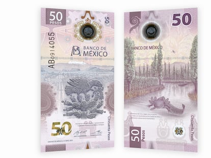 El nuevo billete de 50 pesos de México.