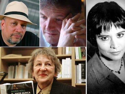 De izquierda a derecha y de arriba abajo, Walter Mosley , el irlandés John Connolly, la alemana Ingrid Noll y la canadiense Ann Marie MacDonald.