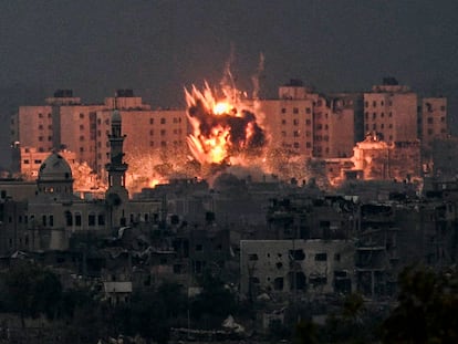A fireball caused by an Israeli bombardment in the northern Gaza Strip on Saturday.