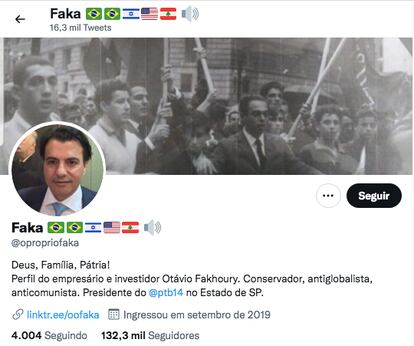 Imagem de capa do Twitter de Fakhoury mostra seu pai e tio durante manifestações a favor da ditadura militar