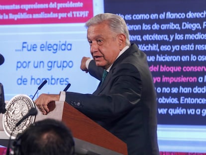 Andrés Manuel López Obrador, Presidente de México, durante la conferencia de prensa en Palacio Nacional, en Ciudad de México (México).