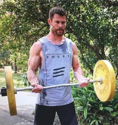 Chris Hemsworth durante uno de los entrenamientos que le permiten meterse en las mallas de Thor.