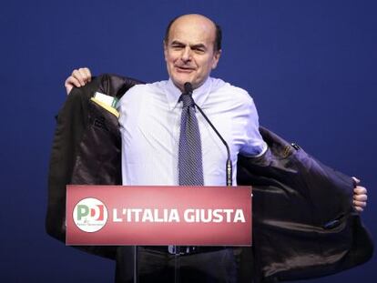 Pier Luigi Bersani, del PD, en un mitin electoral.