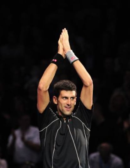 Novak Djokovic celebra la victoria en la Copa de Maestros