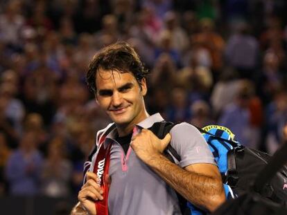 Federer y Tsonga, tras el partido.