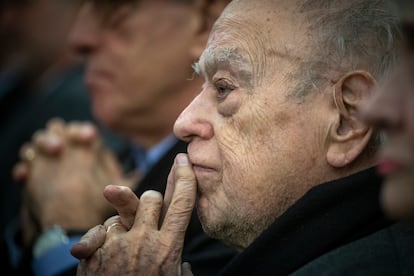 Jordi Pujol, el pasado febrero en la presentación del libro de Artur Mas, 'Cap fred cor calent'.