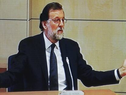 Rajoy, durante su testimonio en la Audiencia Nacional en julio pasado.