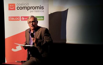 El portavoz de Compromís Joan Ribó, durante la asamblea de la ciudad de Valencia.