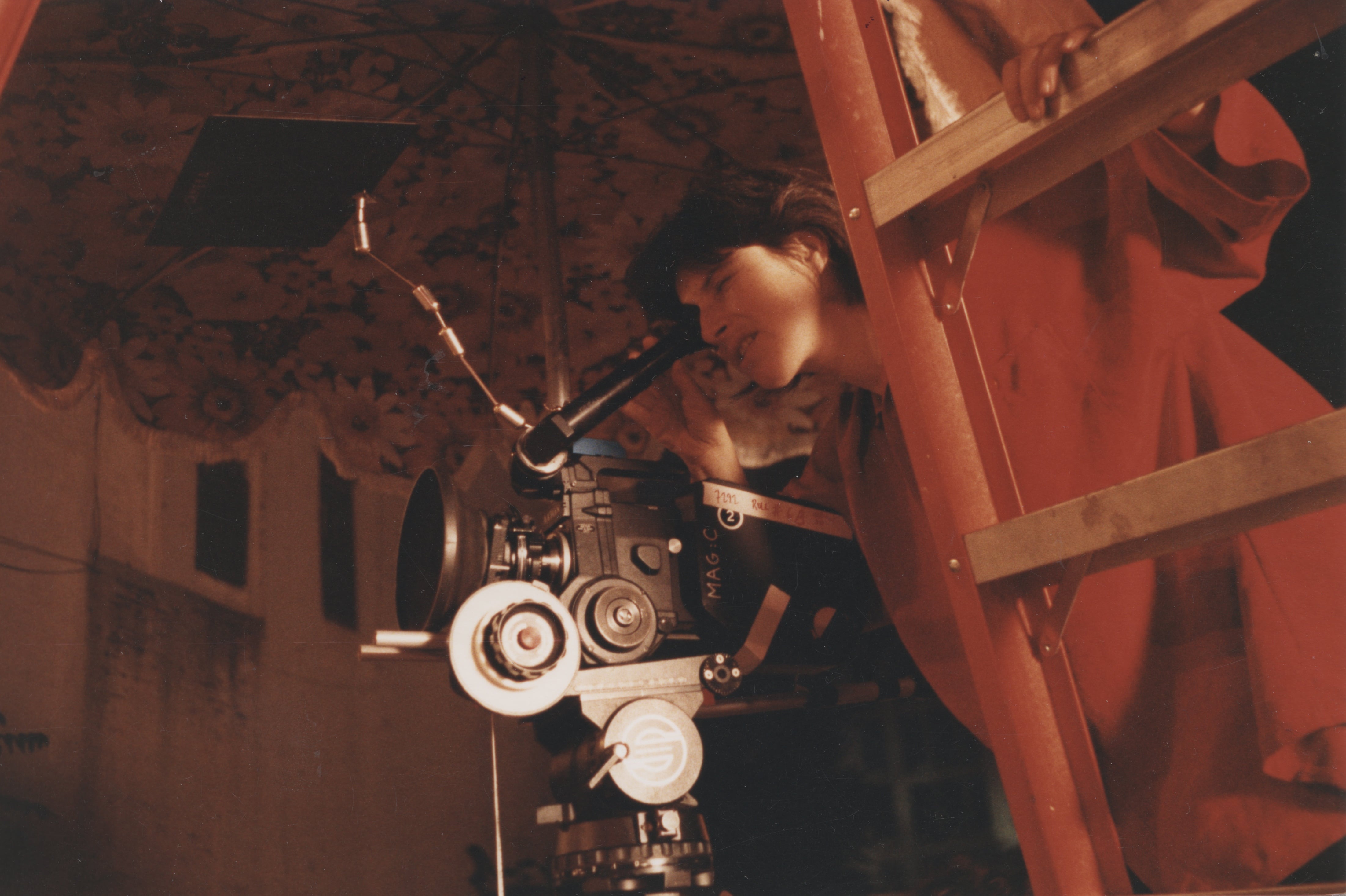 Chantal Akerman, durante uno de sus rodajes.