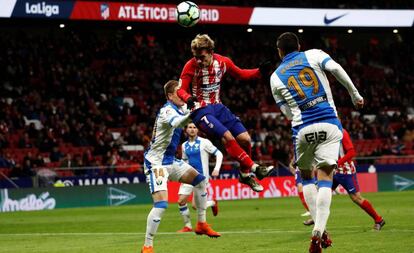 Griezmann marcó el tercer gol del Atlético ante el Leganes con este cabezazo.