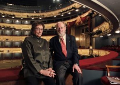Annie Proulx y Charles Wuorinen, escritora y compositor de 'Brokeback Mountain' en el Teatro Real.