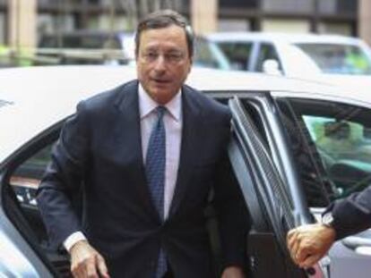 El presidente del Banco Central Europeo (BCE), Mario Draghi, a su llegada a una reunión de los ministros de Finanzas de la UE. EFE/Archivo
