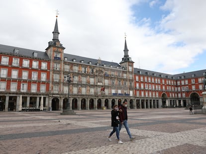 La plaza Mayor de Madrid, este viernes.