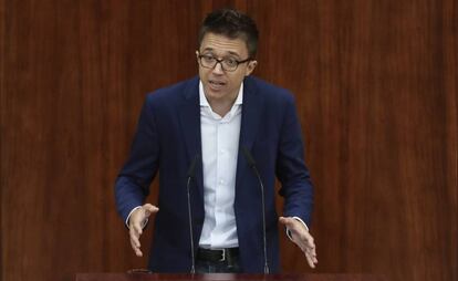 Íñigo Errejón, en un pleno de la Asamblea de Madrid. 