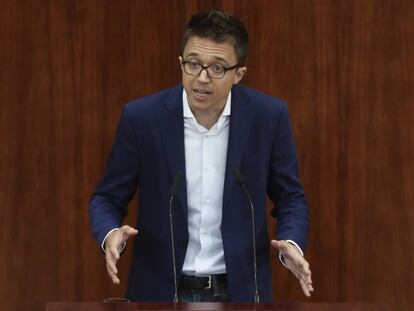 Íñigo Errejón, en un pleno de la Asamblea de Madrid. 