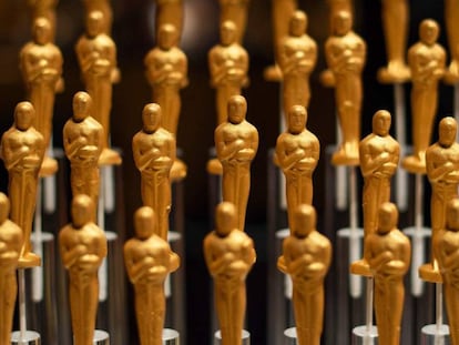 Doces com forma de estatueta do Oscar, em uma festa em 15 de fevereiro em Hollywood.