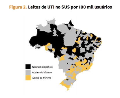 Imagem de estudo da FGV sobre leitos de UTI do SUS.