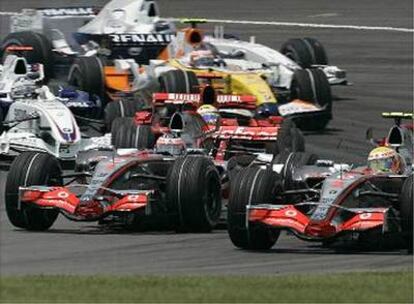 Los dos pilotos de McLaren en el GP de Indianapolis