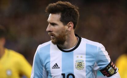 Messi, durante el partido Brasil-Argentina.