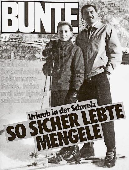La portada de 'Bunte' del 27 de junio de 1985 muestra a Josef Mengele y a su hijo Rolf durante unas vacaciones de esquí en Engelberg en 1956.